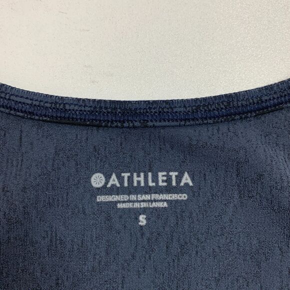 Athleta Textured Tank Top Womens S Small Navy Blue Scoop Neck Sleeveless Stretch - Picture 9 of 11
